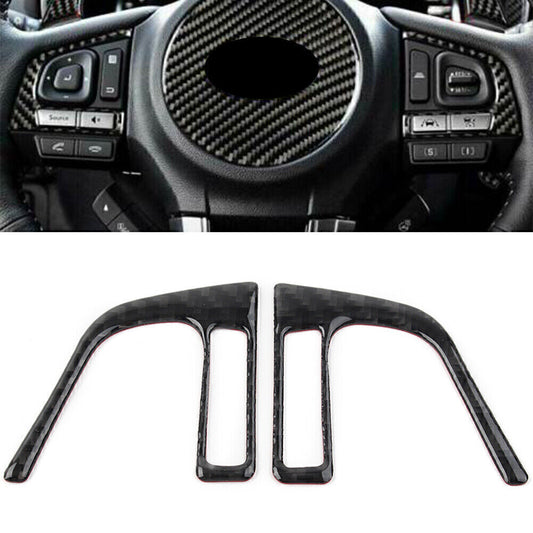 Carbon Fiber Steering Wheel Button Trim Cover Fit for Subaru Forester 2013-2017 2018