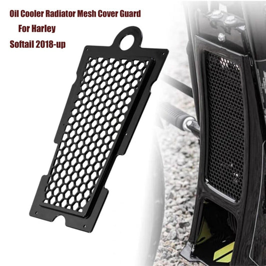 Black front oil cooler radiator grille cover protection for Harley Softail 18-up- n
