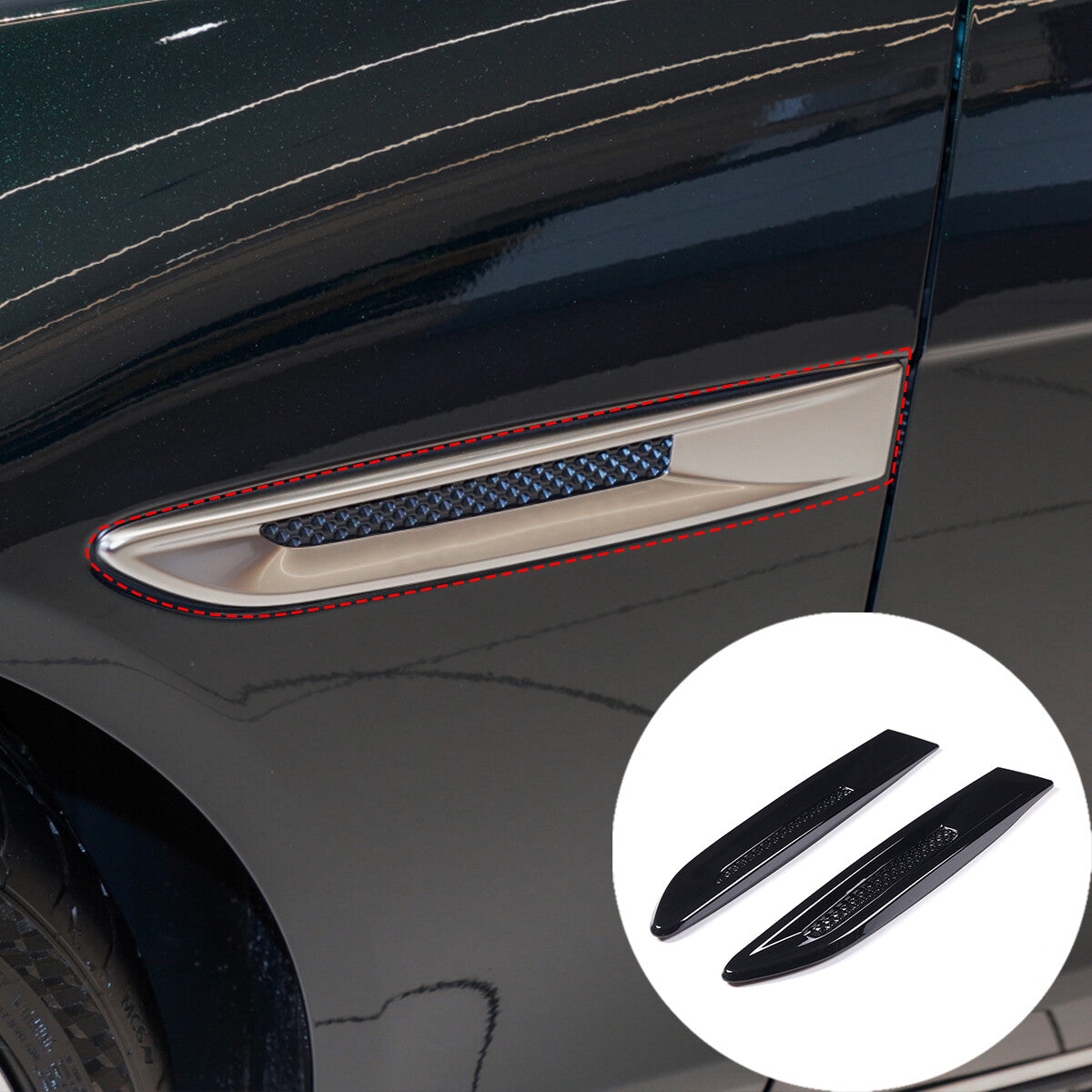 2  Gloss Black Side Fender Vent Trim for Jaguar F-pace XE XF X7 61 2016-2019- n