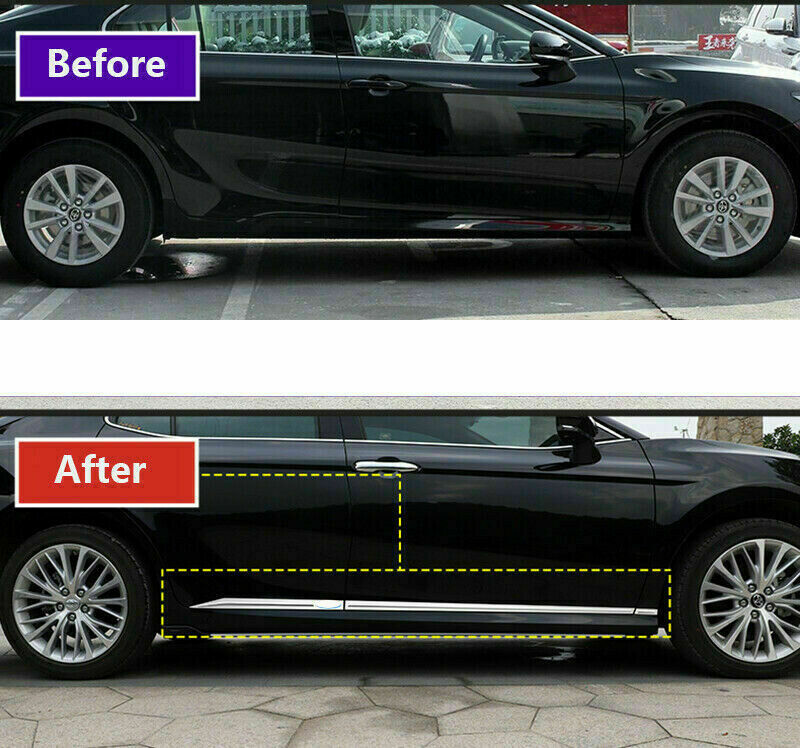 6X for Toyota for Camry 2018-2023 Chrome Door Body Side Molding Strips Cover Trim