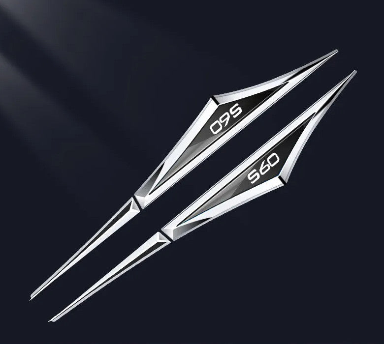 Side fender stickers and badges for Volvo S60, stainless steel, black chrome plated, 2 pieces