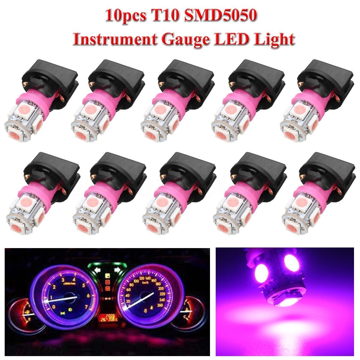 10ps Purple For 194 LED Bulbs For Instrument Gauge Cluster Dash Light + v