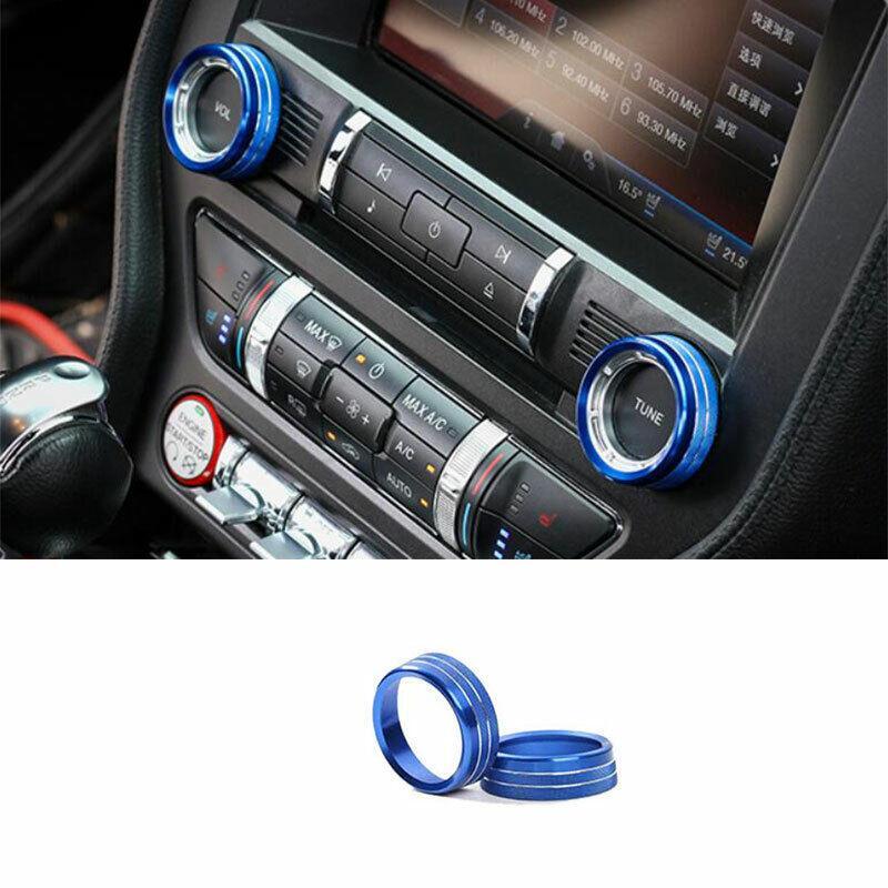 for Ford for Mustang 2015-22 Blue Aluminum Air Conditioning Button Control Ring Trim
