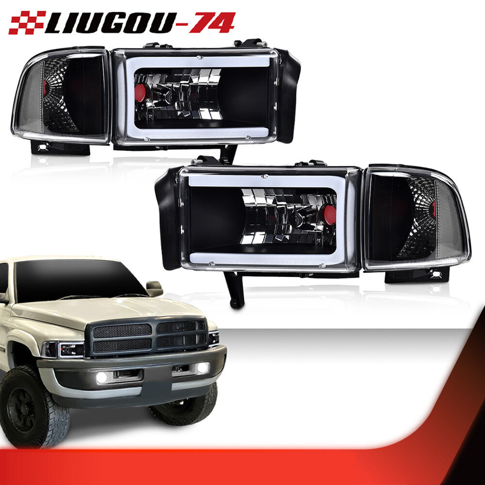 Black/Clear Corner LED DRL Headlights Fits 94-02 for Dodge for Ram 1500 2500 3500- v