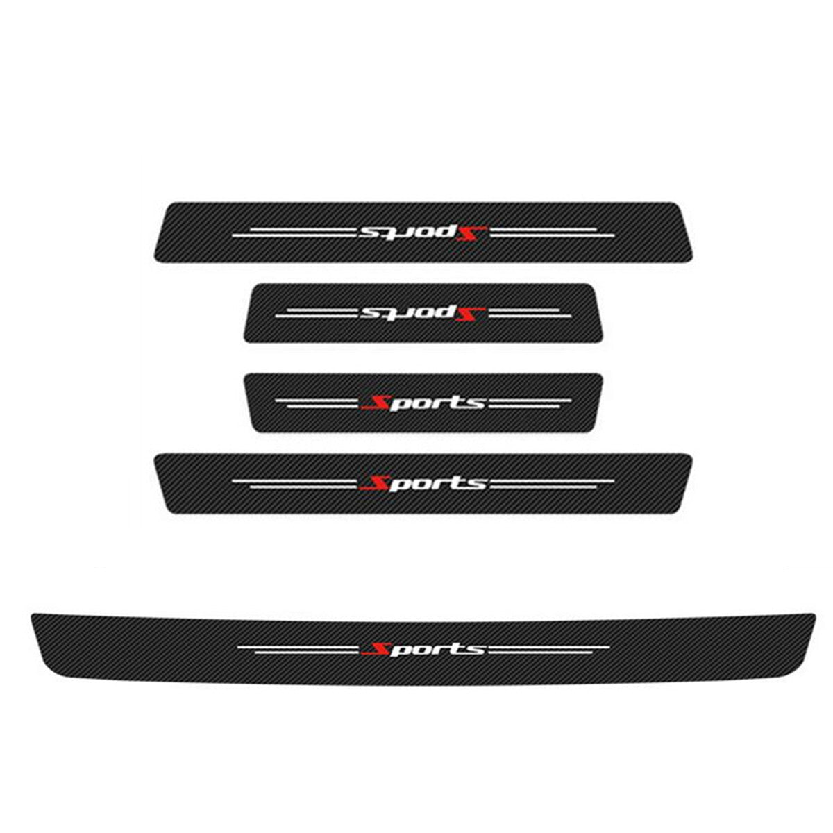 Carbon Fiber Look Door Sill Scuff Plate Panel Stickers 5Pc Protector Car Trim Q