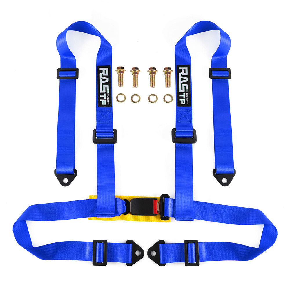 1 Pair RASTP Racing for Seat Belts 4 Point 4PT Harness Nylon Adjustable Blue Q