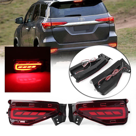 LED Rear Bumper Lamps Fog Brake Tail Lights Fit for Toyota Fortuner 2015-2017 Pair Q