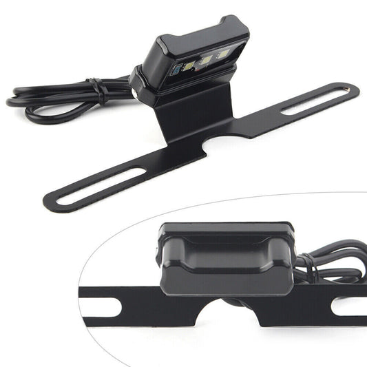 License Plate Light Mount Holder Bracket with LED License Taillight Lamp Black