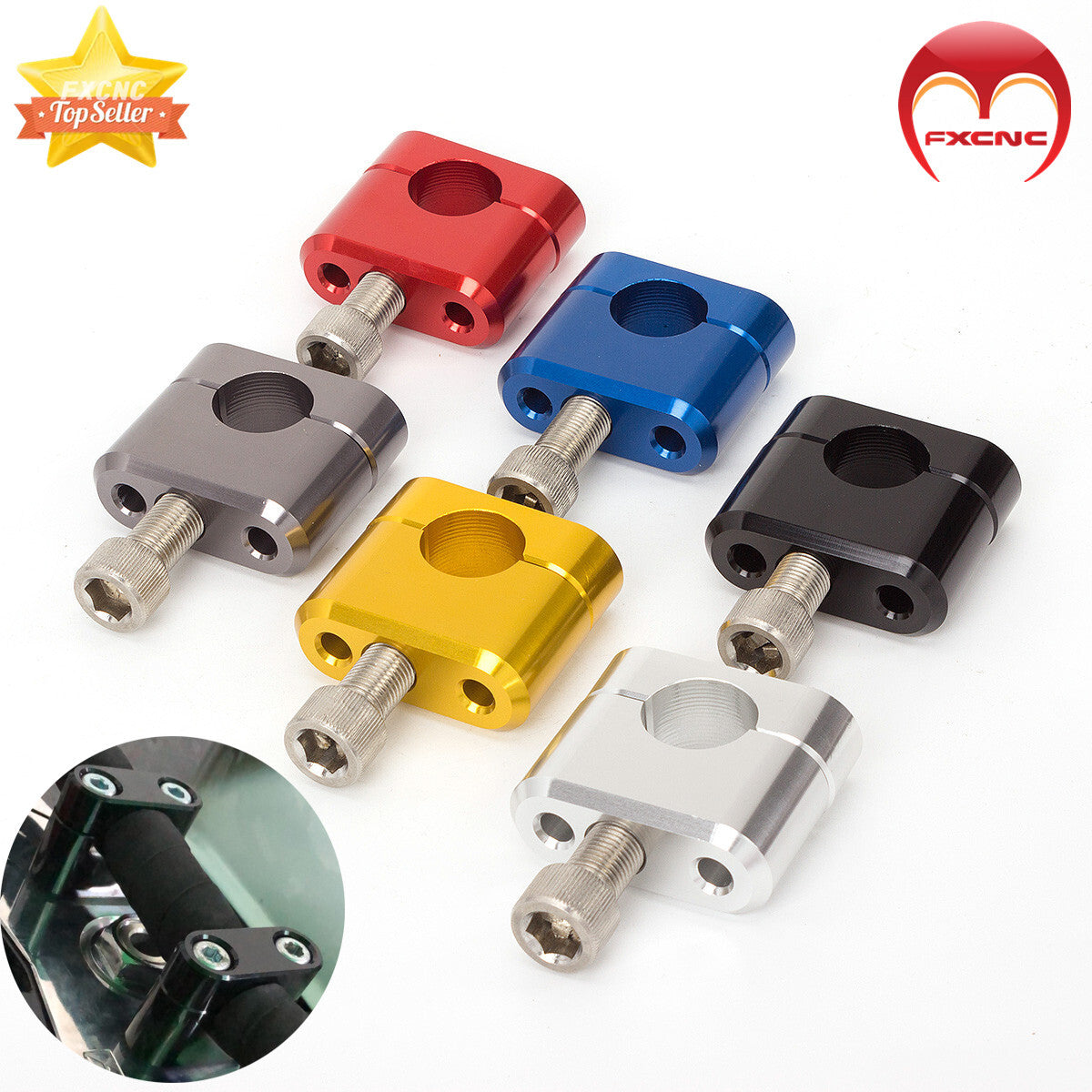 22mm Black CNC Handle Fat Rod Riser Mounting Clamp Adapter for Motorcycle Blanks