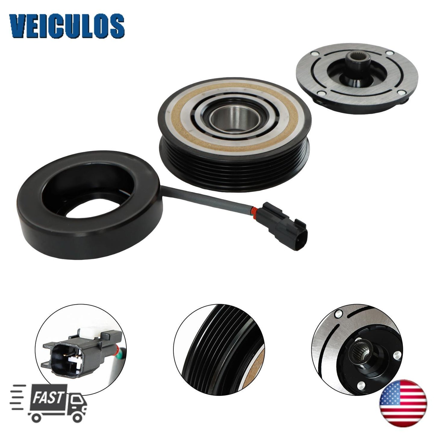 A/C Compressor Clutch Kit For 2013 - 2019 for FORD EXPLORER 3.5L Pulley Coil 198342
