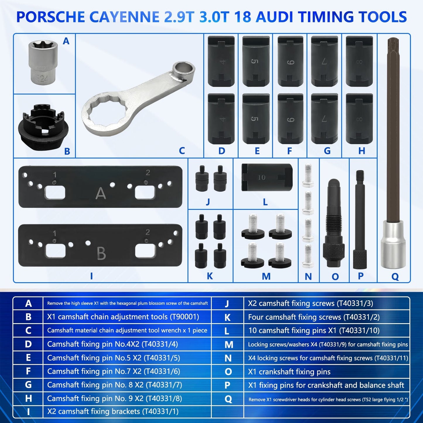 Engine Camshaft Timing Tool for Audi for Porsche 3.0T 2.9T Hybrid Version CXT EA839
