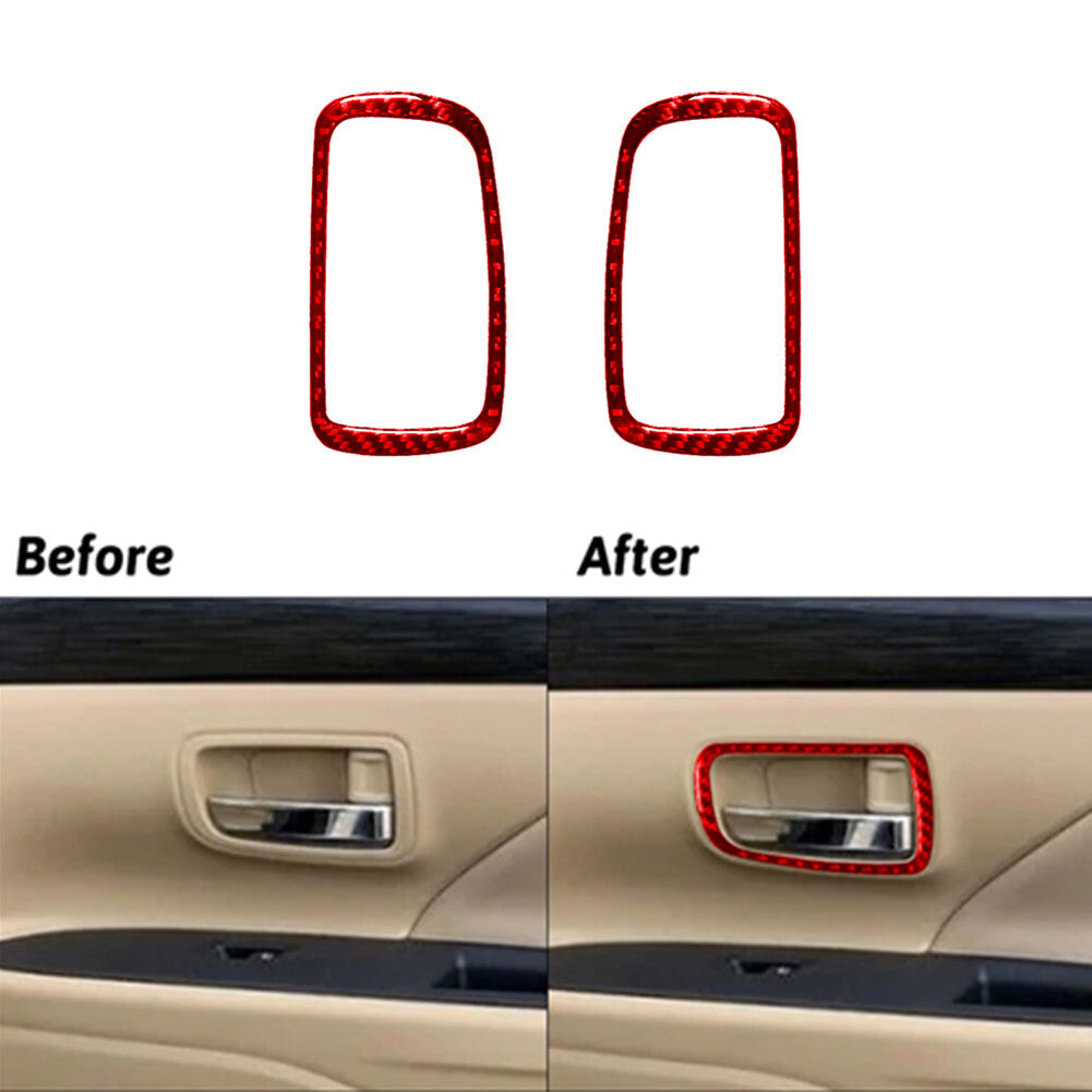 Red Carbon Fiber Rear Door Handle Cover Trim for Mitsubishi Outlander 2014-2016