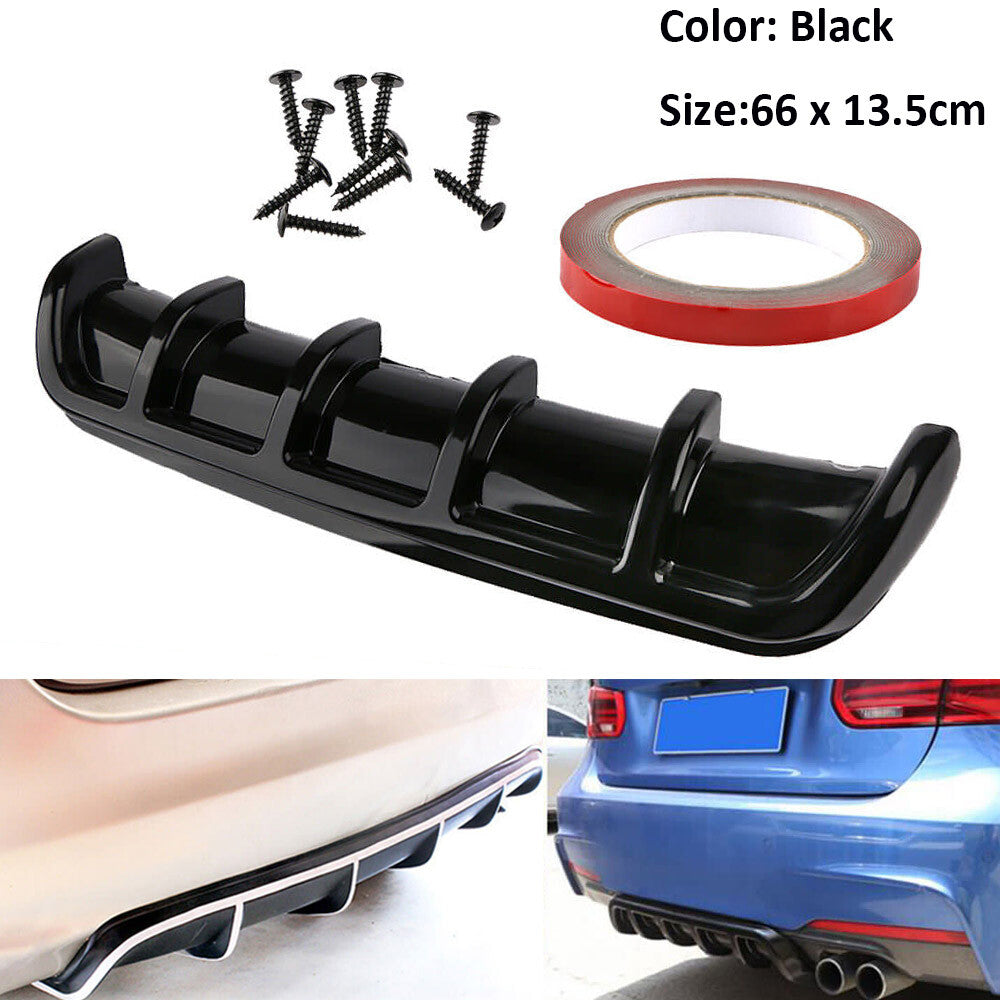 Universal Black Rear Lower Bumper Diffuser Cover Fin Spoiler Lip Wing Splitter Q