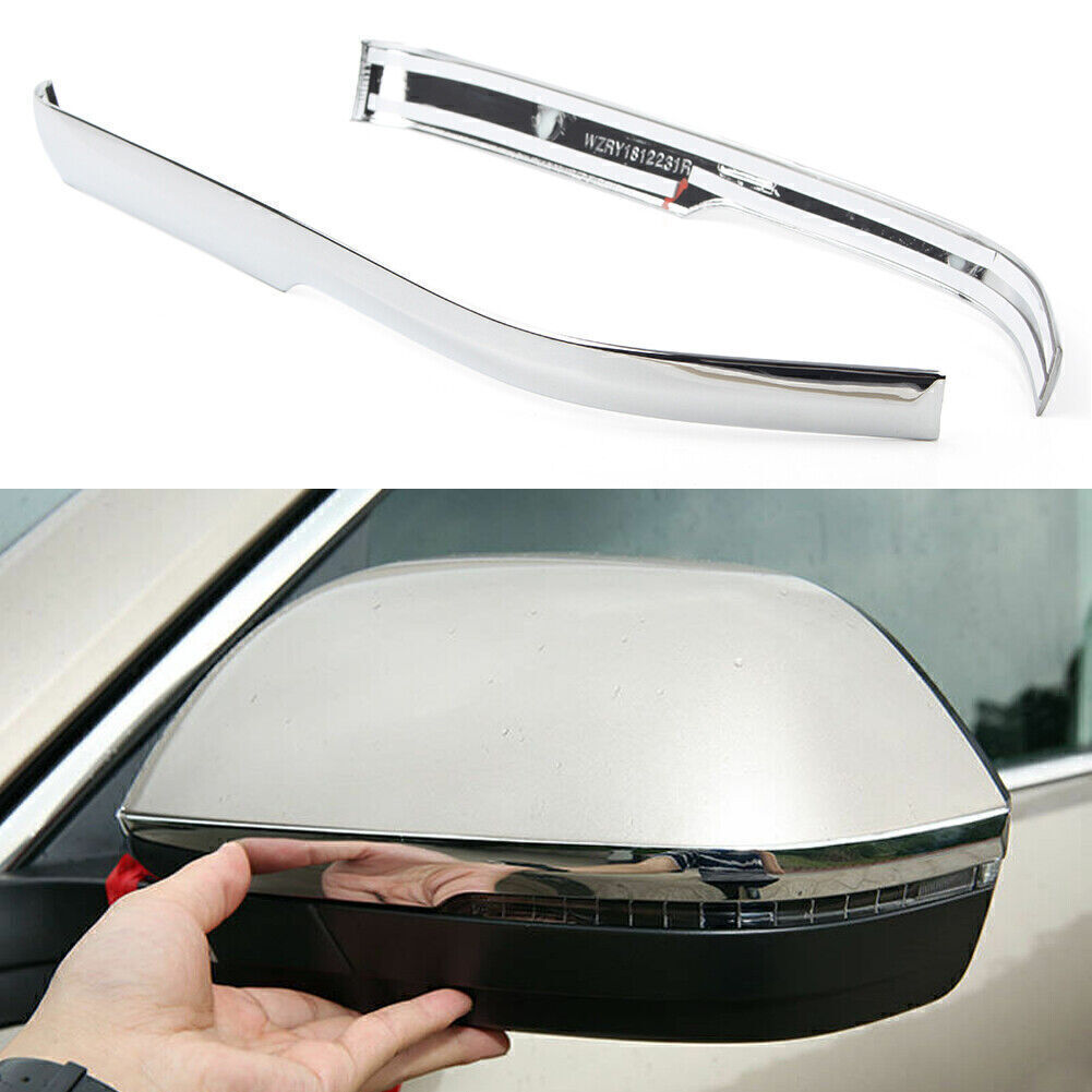2X Chrome Rearview Door Mirror Cover Trim Strip for Volkswagen Atlas 2017-2024