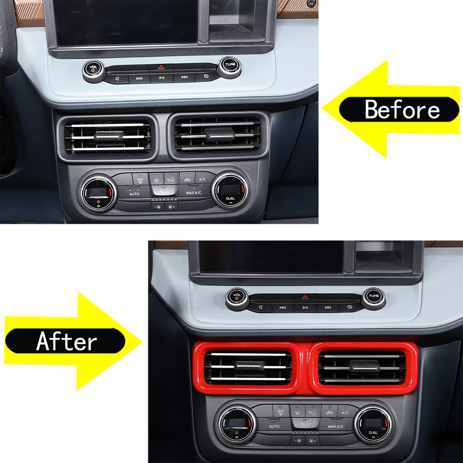 Red ABS center air socket frame cover trim accessory for Maverick 2022- n