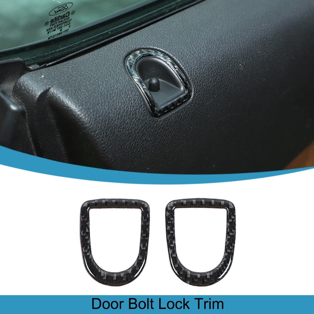 2PCS Carbon Fiber Inner Door Bolt Lock Down Trim Ring for Ford for Mustang 2009-2013