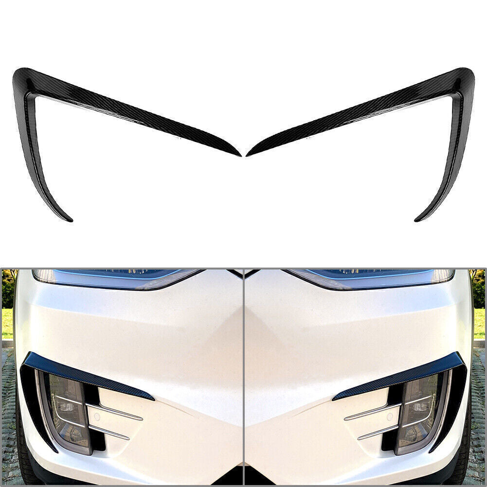 for Tesla Model X 15-20 Front Fog Light Lamp Eyebrow Cover Trim Kit Carbon Fiber Q