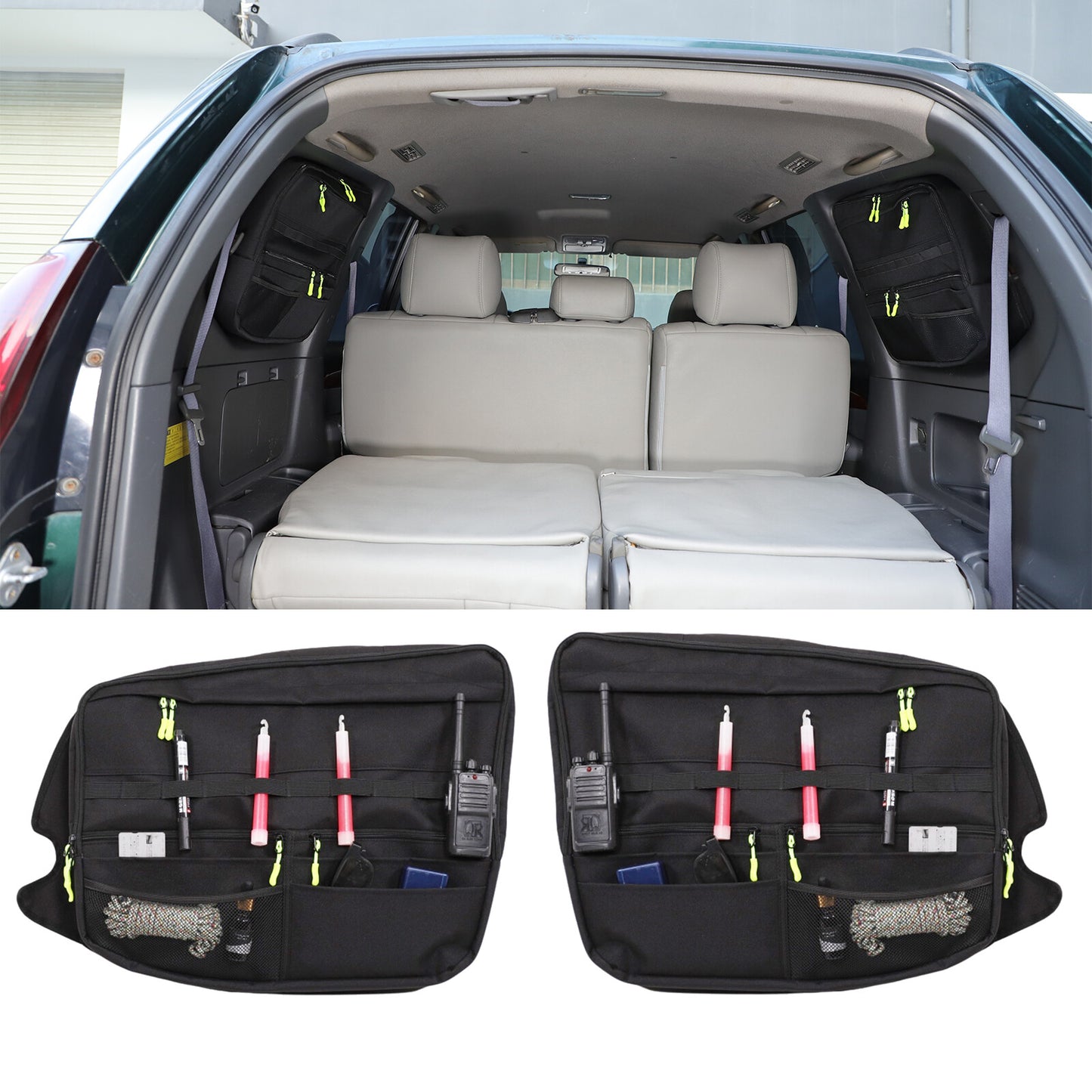 2-Piece Car Rear Trunk Window Storage Bags for Prado FJ120 (2003-09-) n