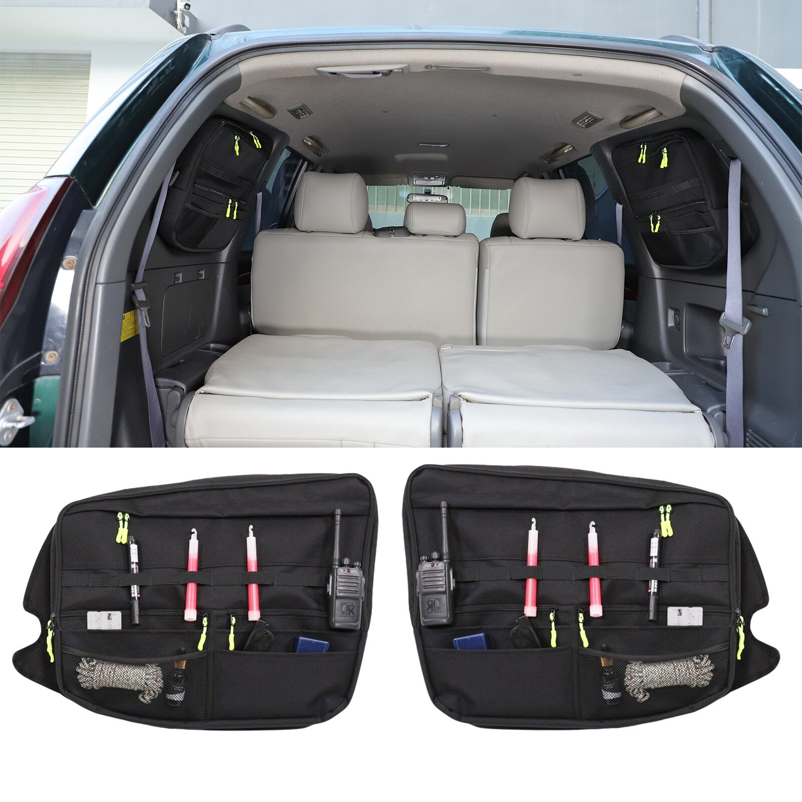 2-Piece Car Rear Trunk Window Storage Bags for Prado FJ120 (2003-09-) n