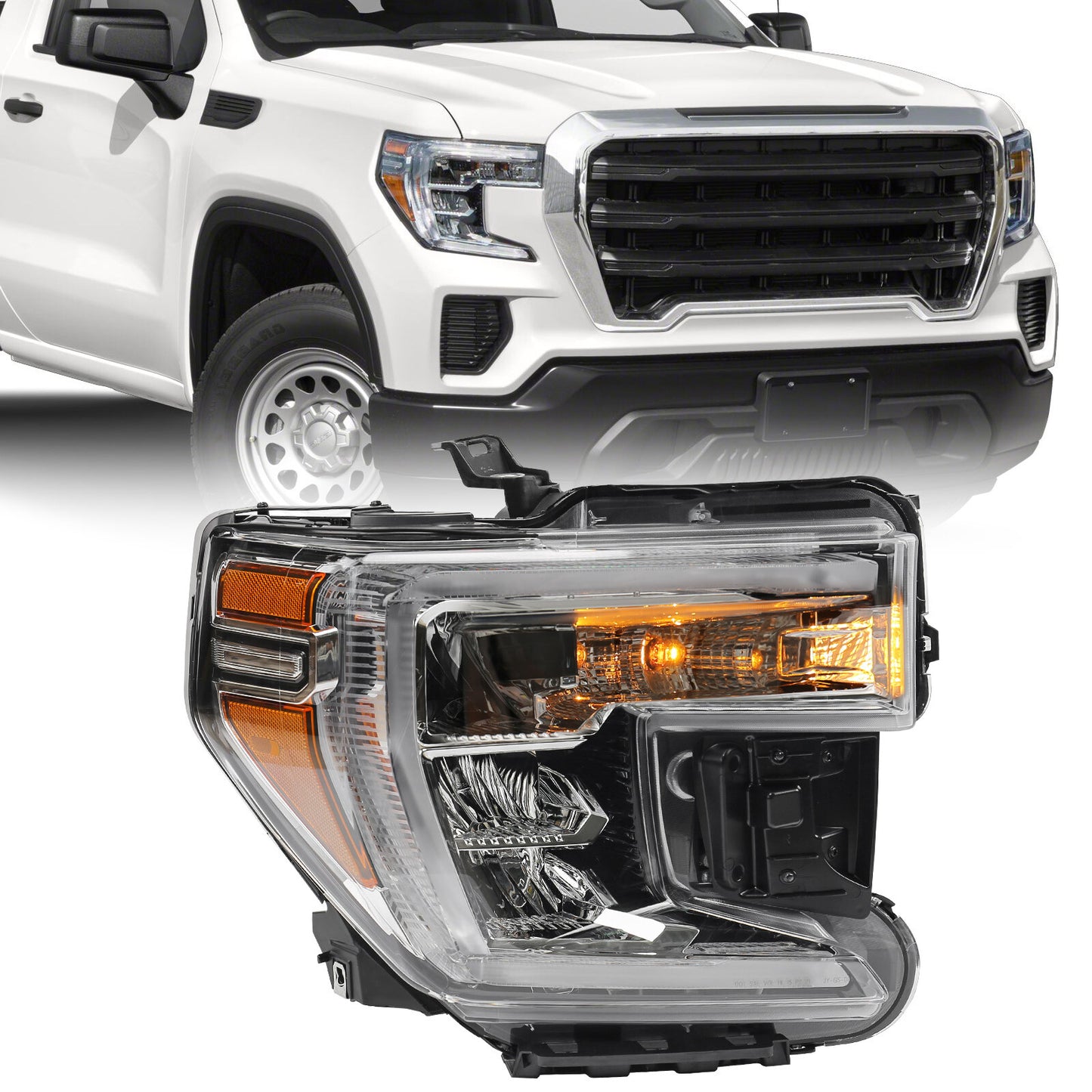For 2019 - 2021 for GMC for Sierra 1500 Halogen Signal Headlights Headlight Passenger Right Light v