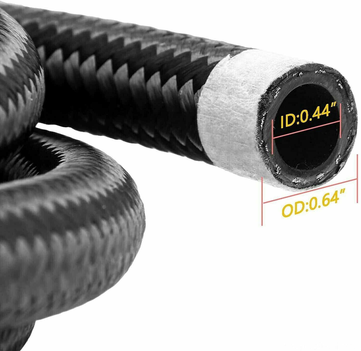 20-foot 8-amp black nylon and stainless steel braided fuel hose fuel line