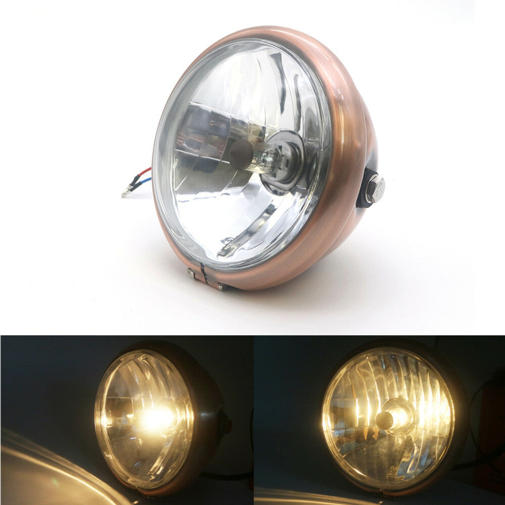 Motorcycle Retro Metal Copper Front Headlight For GN125 Cafe Racer Bobber Custom Q