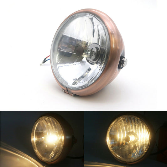 Motorcycle Retro Metal Copper Front Headlight For GN125 Cafe Racer Bobber Custom Q