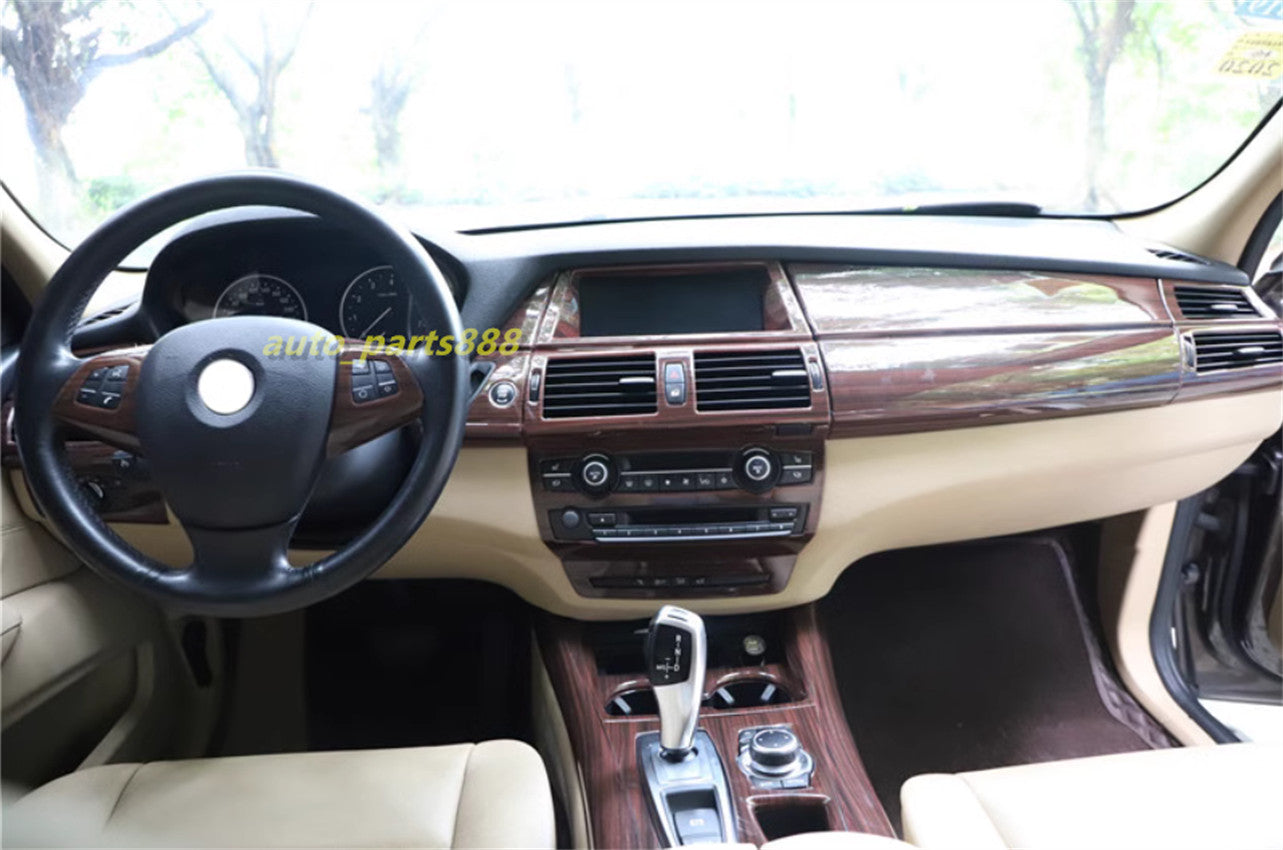 Peach Wood Grain Full Inner Molding Kit Cover Trim for BMW X5 E70 X6 E71 2008-13