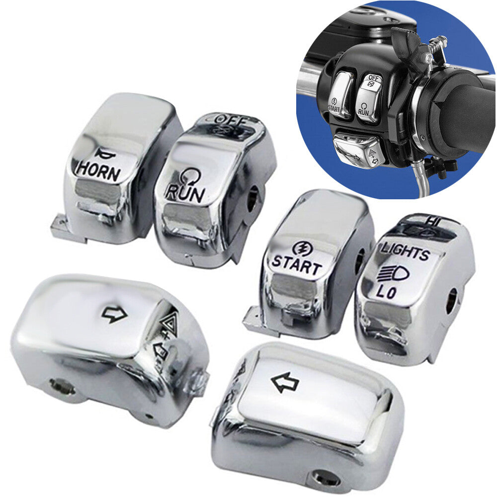 6-Piece Handle Control Switch Button Cover for Harley Dyna 1996 - 2013 - n