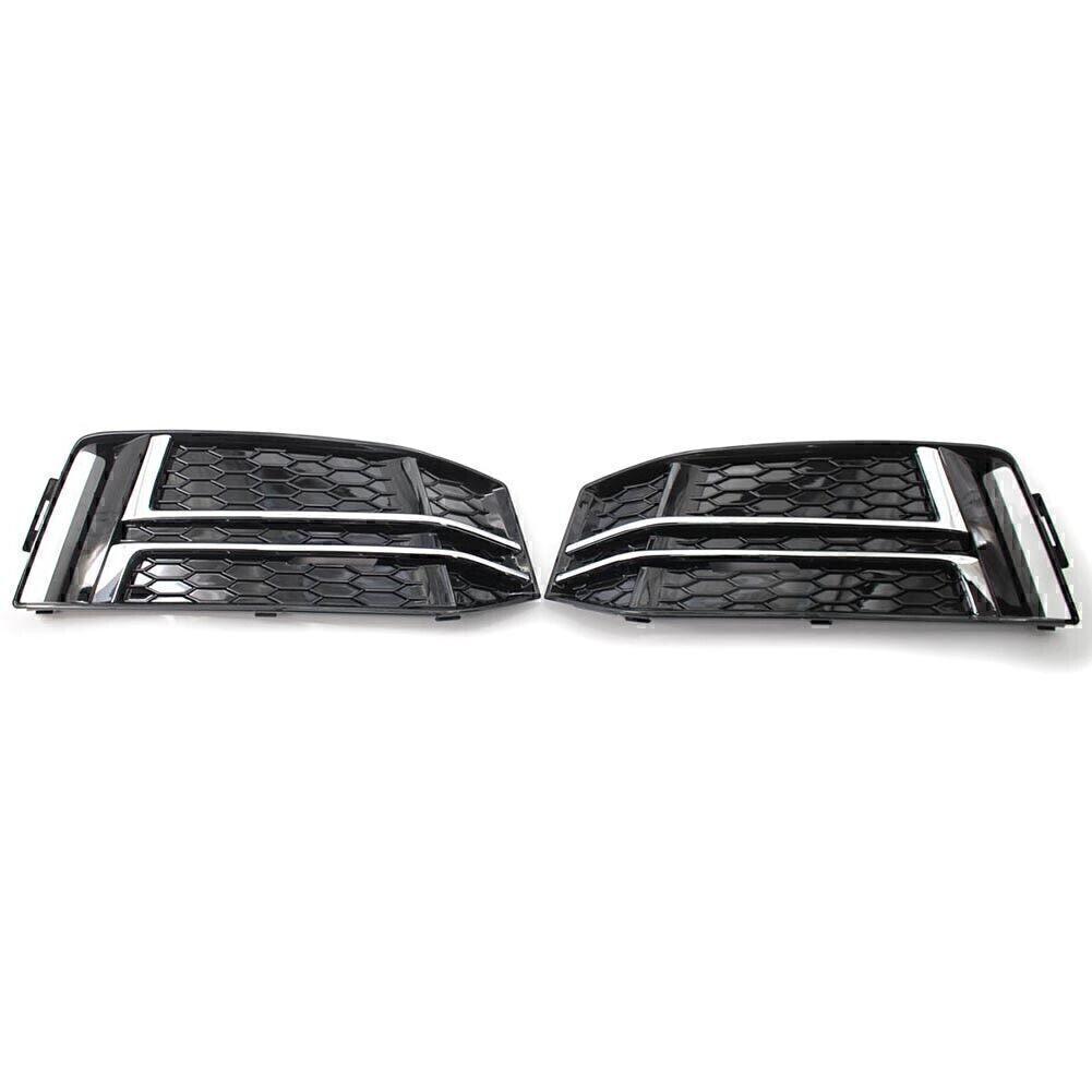 L+R Front Bumper Lower Grille Grill Fit for Audi S4 A4 B9 2017 2018 Chrome