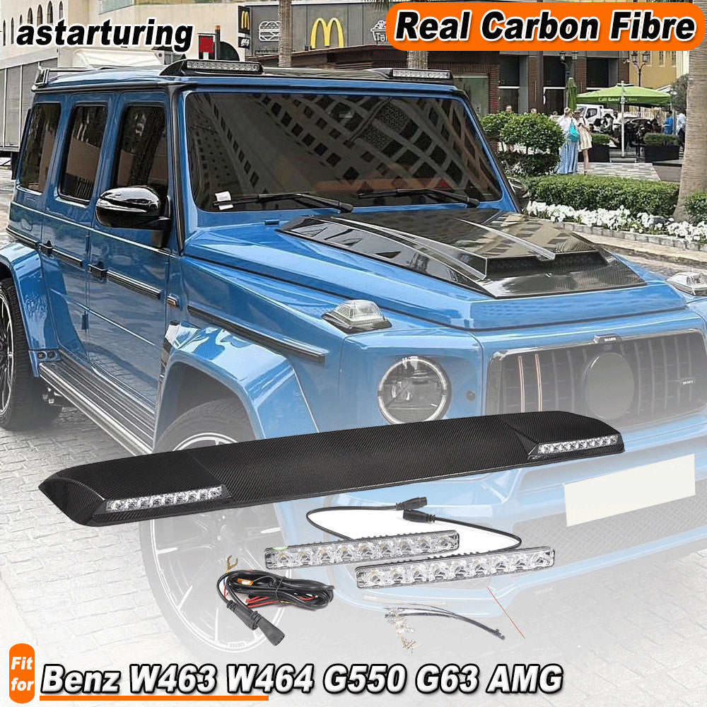 Fit for Benz W463 W464 G550 G63 Real Carbon Front Roof Spoiler Wing W/ Light