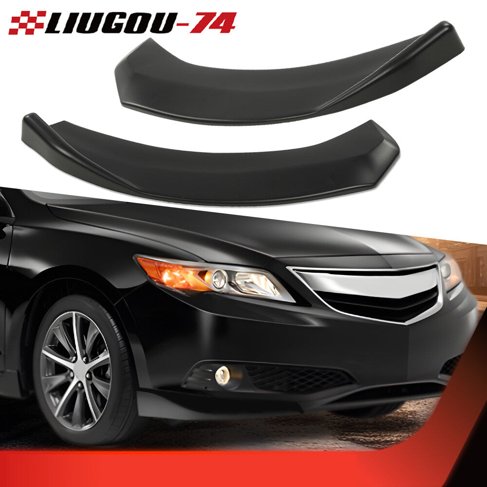 Universal Black Winglet Type Front Bumper Lip Pan Splitter Diffuser 2 pcs New - v