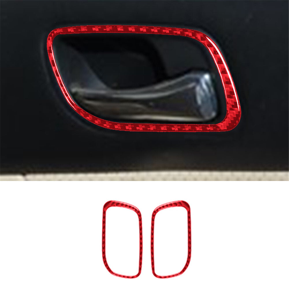 Rear Inner Door Handle Frame Trim Panel Carbon Fiber for Acura TSX 2003-2008 Red