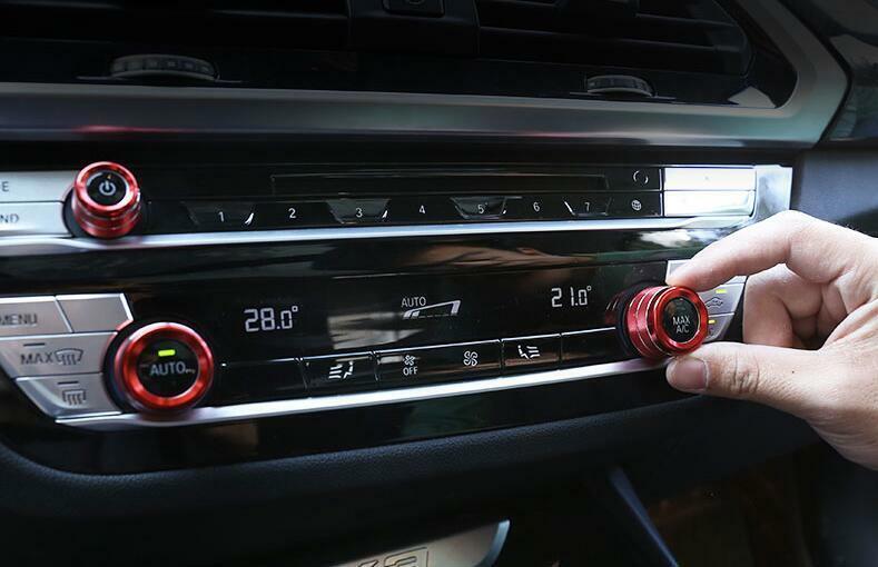 for BMW X3 G01 X4 G02 2018-2021 Red Aluminum Console AC Knob Ring Cover Trim 3P