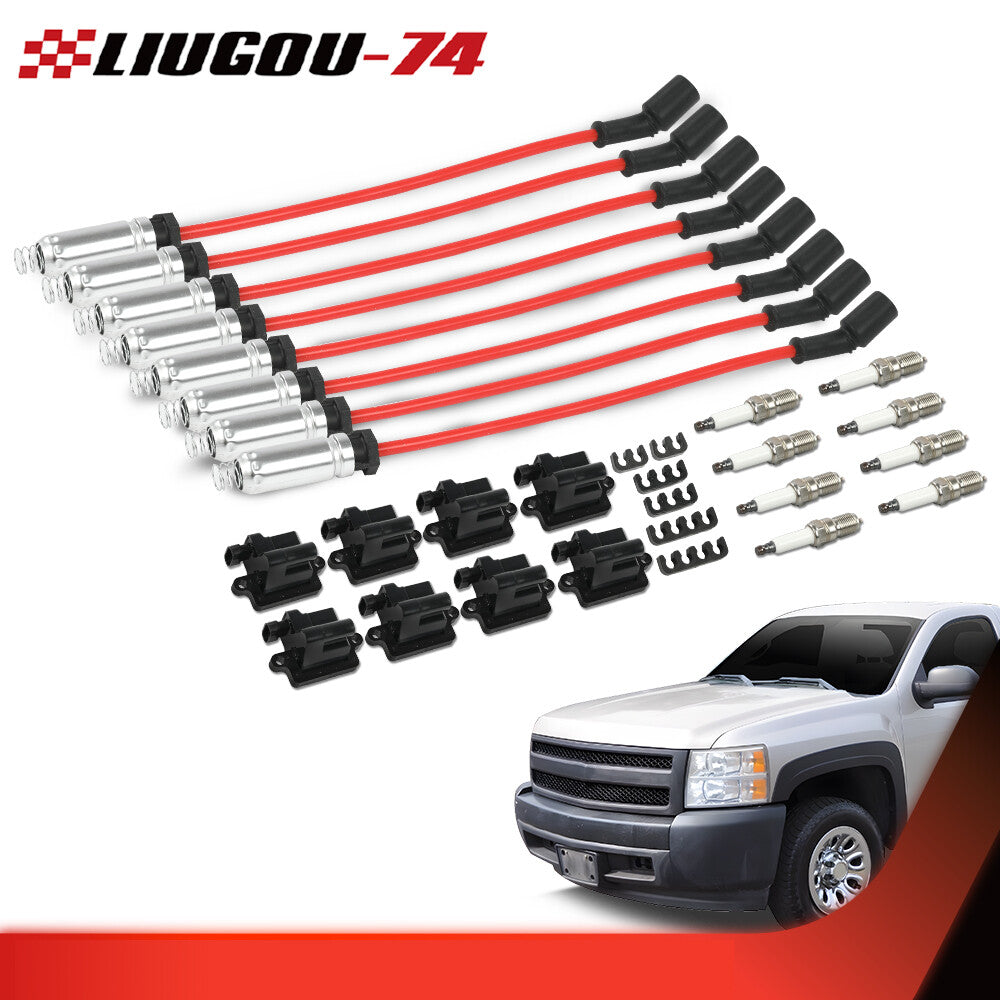 8 Pack Square Ignition Coil and Spark Plug Wires Fit for GMC 48L 53L 60L New - v
