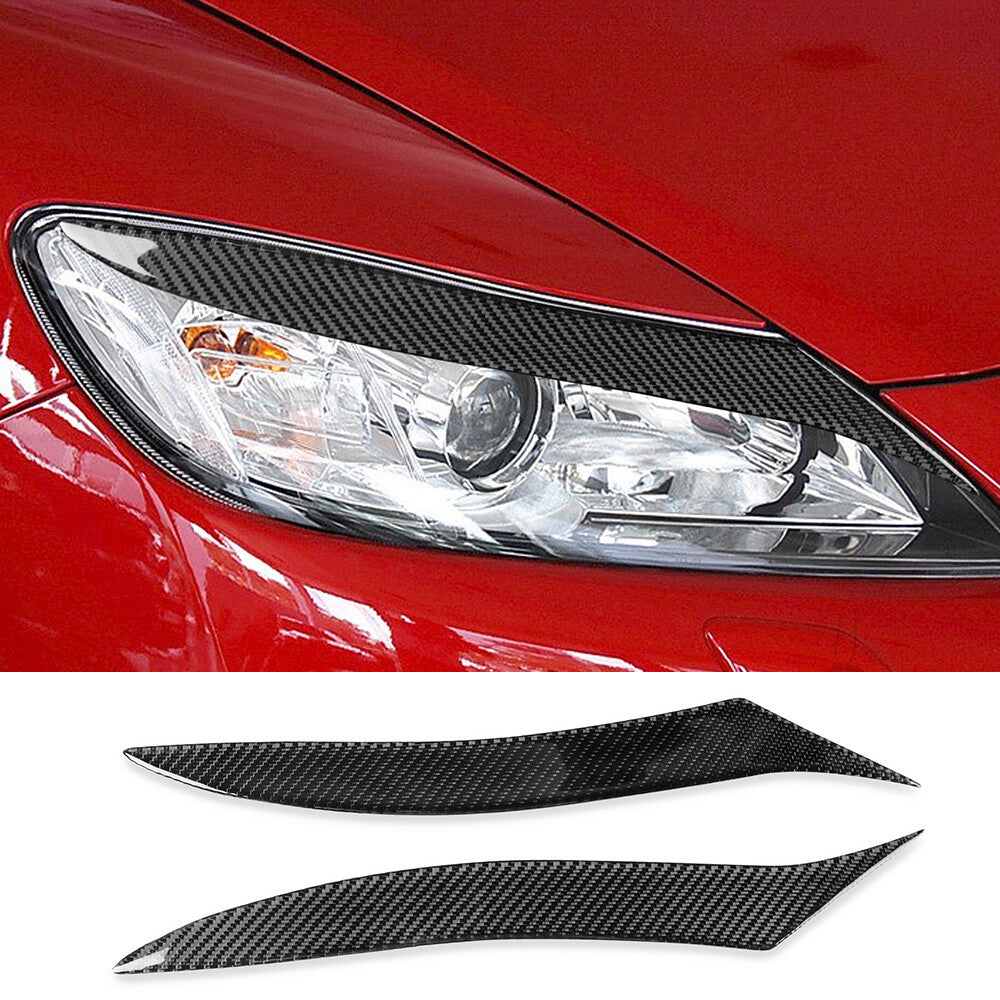 2¡ÁCarbon Fiber Front Headlight Eyelids Eyebrow Trim for Mazda RX-8 RX8 2009-2012