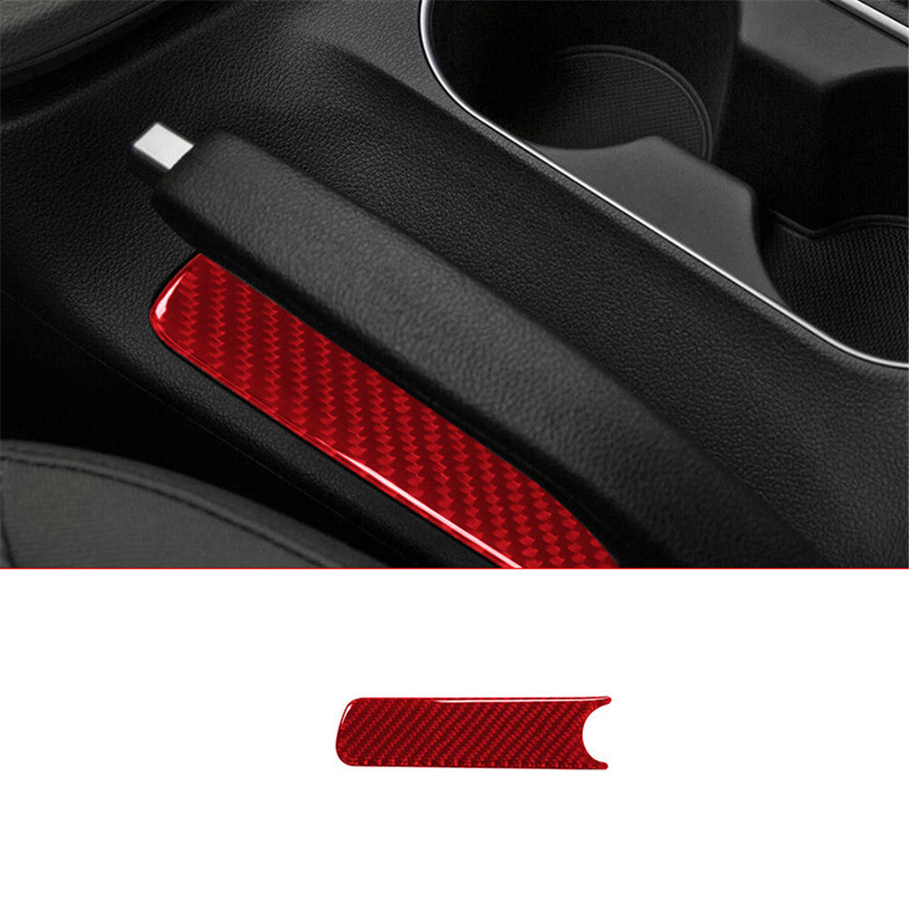 Red Carbon Fiber Below Of Handbrake Cover Trim for Hyundai for Elantra 2016-2018
