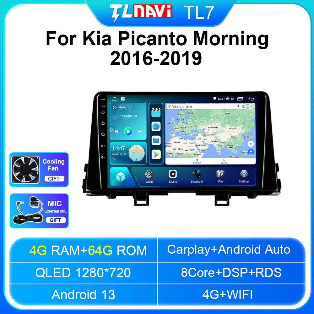 for Kia Picanto Morning 2016-2019 CarPlay Car Radio GPS Multimedia Video Player