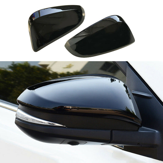 2X Black Rear view Mirrors Cover Cap Trim for Toyota Highlander Kluger 2014-2019