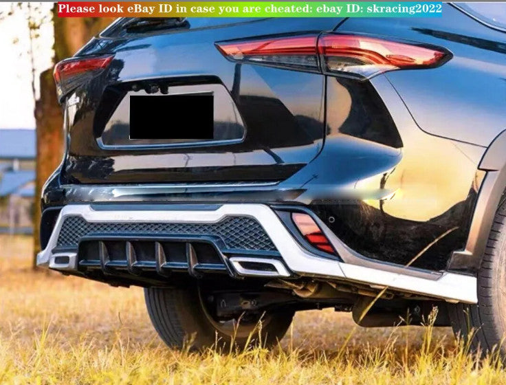 For 2022-2023 for Toyota Highlander Rear Bumper Diffuser Lip Body Kit Gloss Black