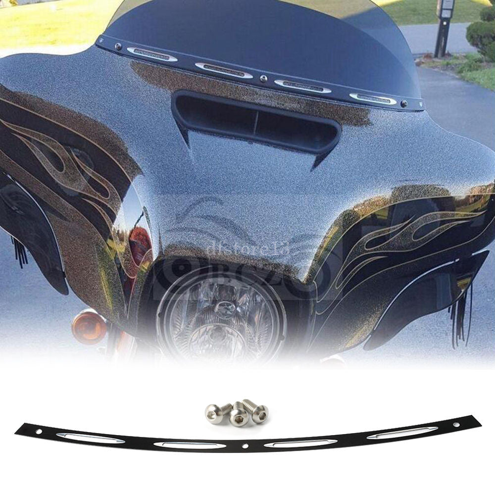 Black 4-Sloted Fairing Windshield Trim For 1996-2013 for Harley Electra Street Glide