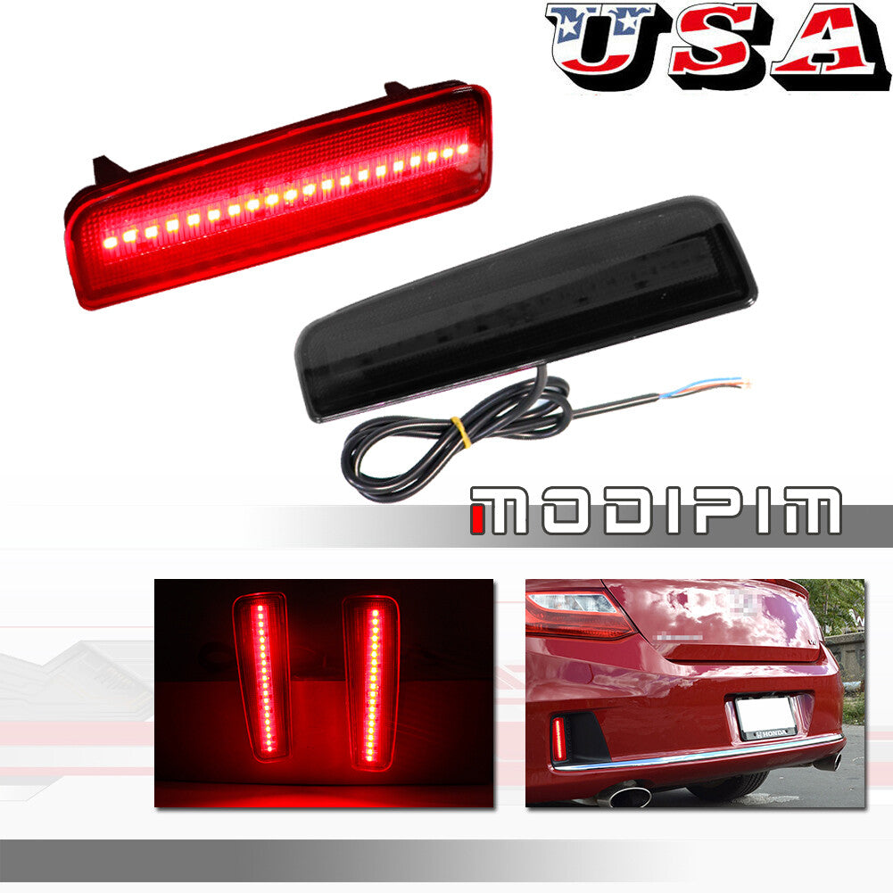 Smoked rear reflector fog light tail brake light for 13 14 15 for Honda Accord Coupe - v