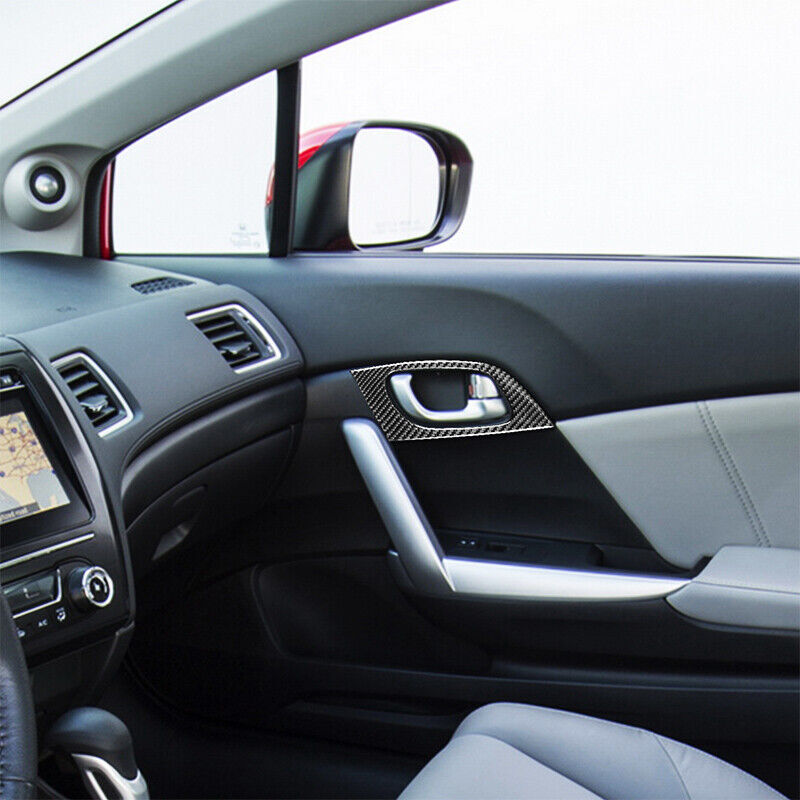 Real Carbon Fiber Car Interior Door Handle Cover Trim For 12-15 for Honda for Civic 9th