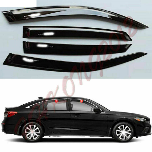 for Honda for Civic Sedan 2022-2023 Black Window Visor Vent Sun Shade Rain Guard Kit