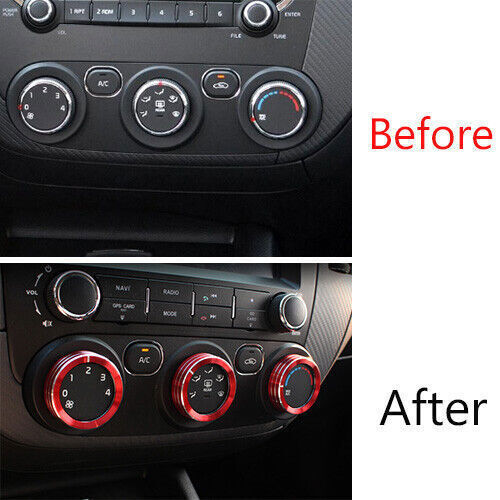 Console AC Switch Control Button Cover Trim Fit for Kia K3 2014-18 Red Aluminum