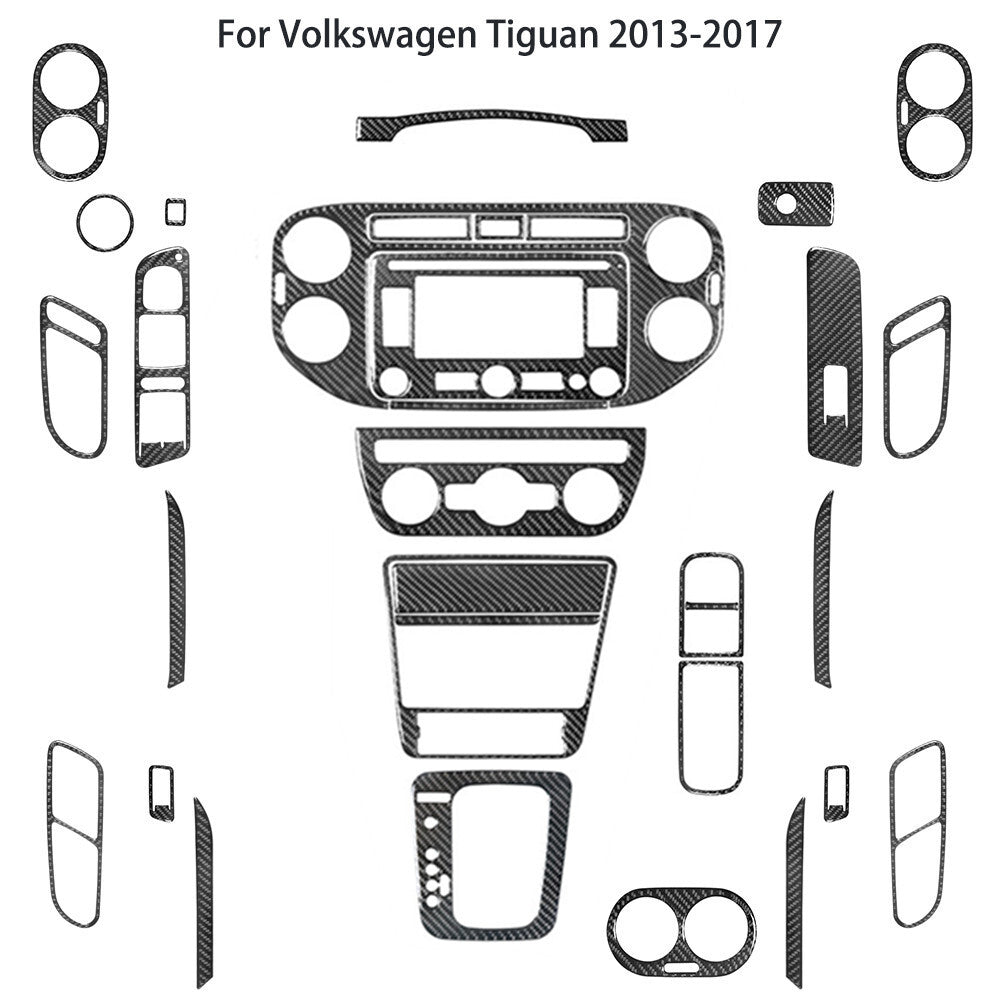 31Pcs Carbon Fiber Full Interior Kit Cover Trim for Volkswagen for Tiguan 2013-2017