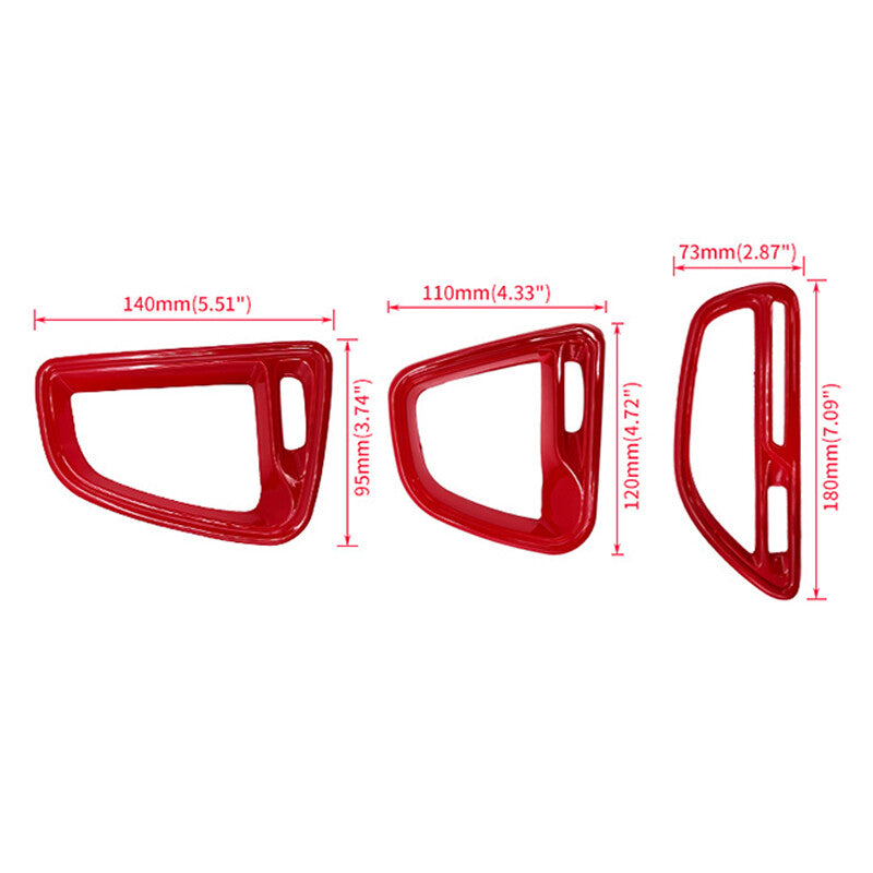 4Pcs Console Air Condition Outlet Vent Trim for15-21 for Dodge for Challenger Red Carbon