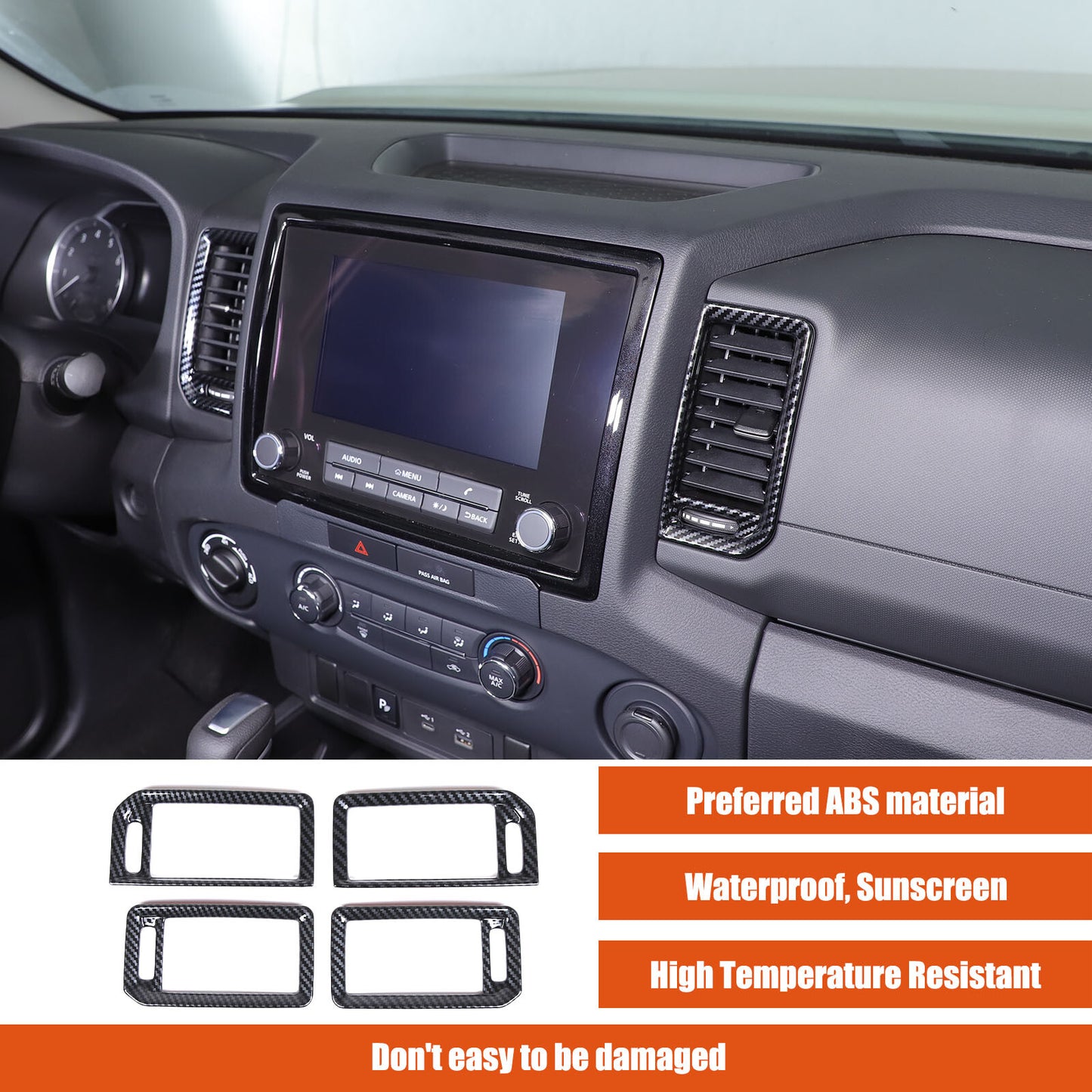 Carbon Fiber Style Center Control Gear Shift Plate Trim for Frontier 22+- v