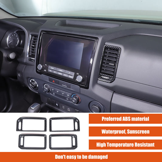 Carbon Fiber Style Center Control Gear Shift Plate Trim for Frontier 22+- v