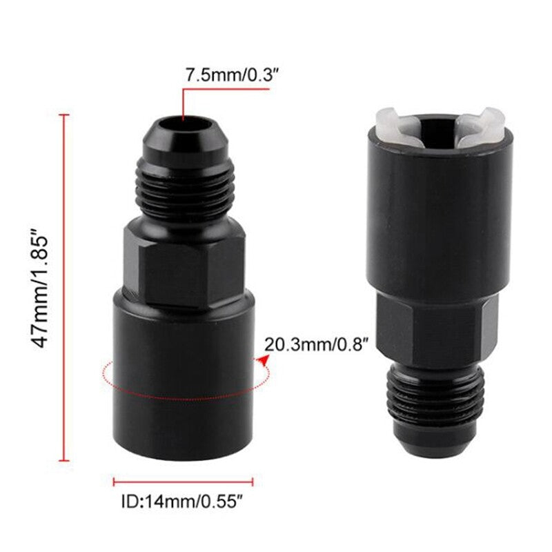 Black AN6 -6AN Fuel Adapter Fitting to 5/16 Female Quick Connect LS W/ Clip Q